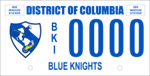 DC DMV Tag Blue Knights